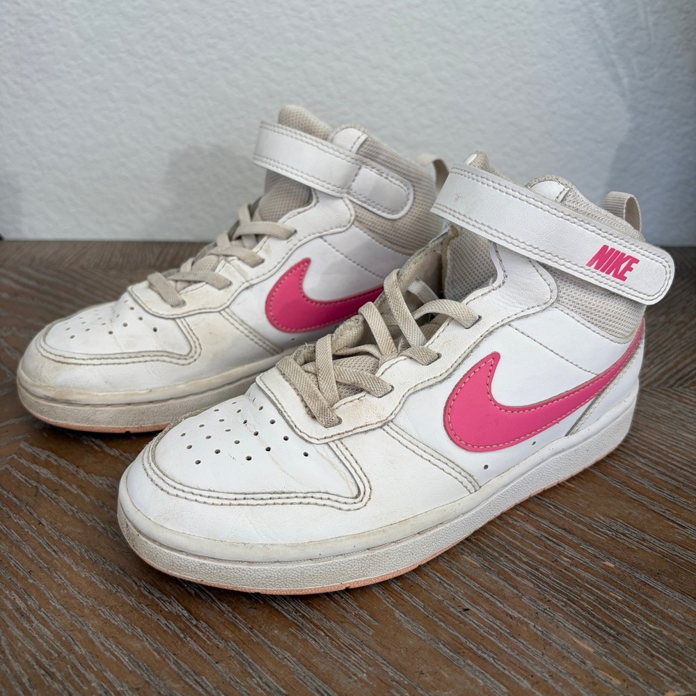 Nike Court Borough Mid 2 White Pink Sneakers CD7783-116 Kids Size 1.5Y Athletic